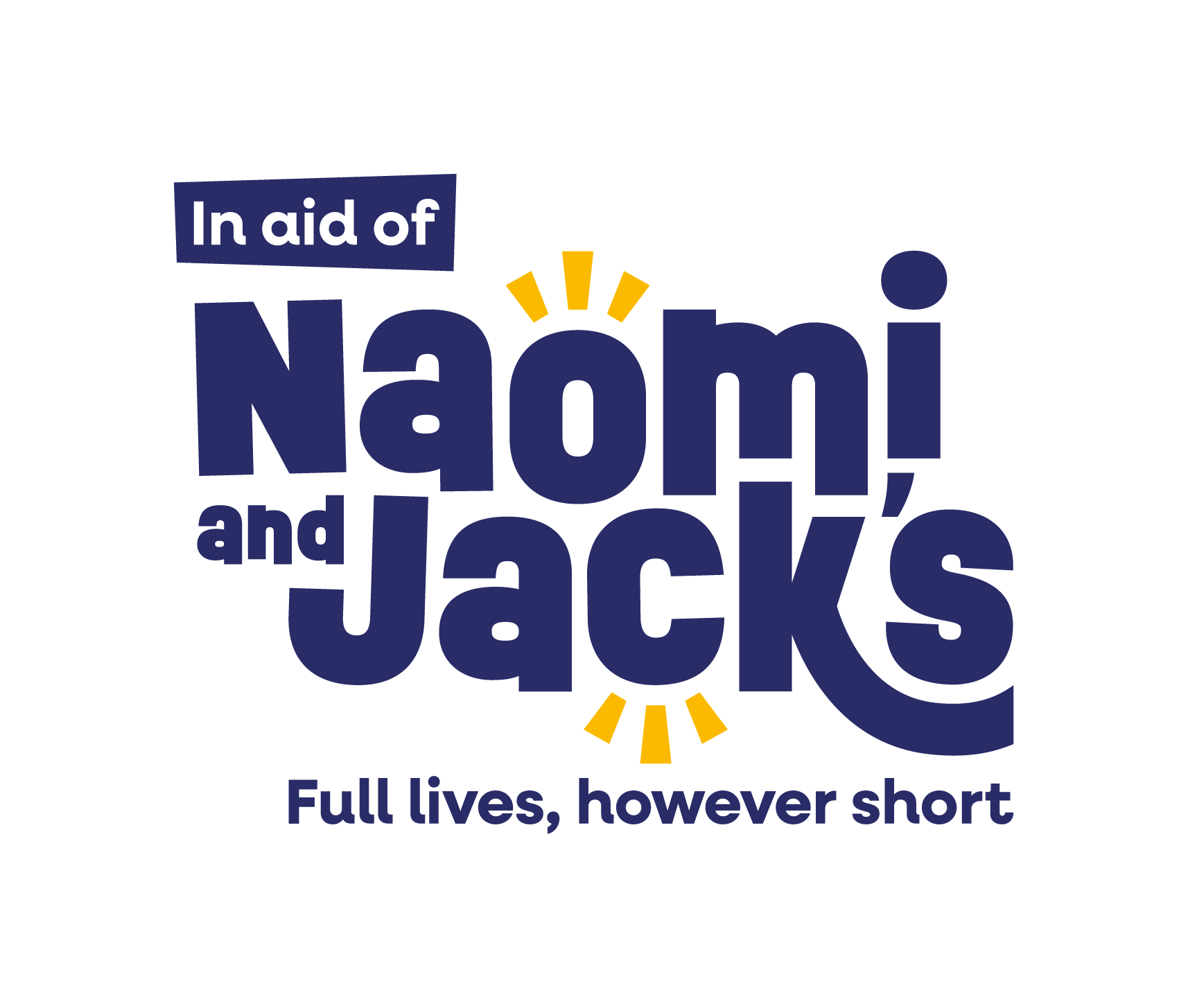 Naomi and Jacks In Aid Of RGB Navy, Yellow rays Naomi and Jack's Logo